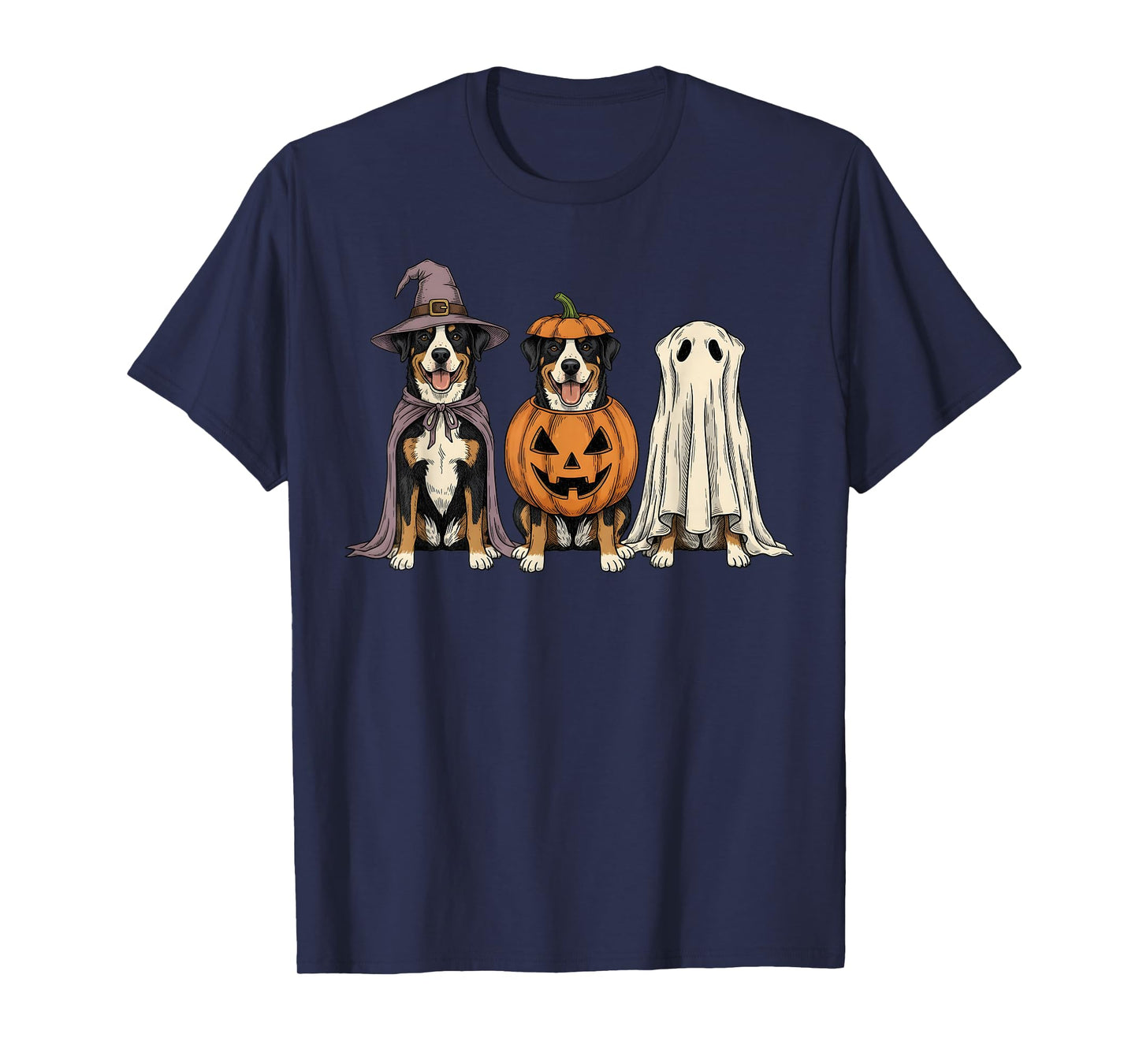 Spooky Ghost Greater Swiss Mountain Dog Pumpkin Halloween T-Shirt