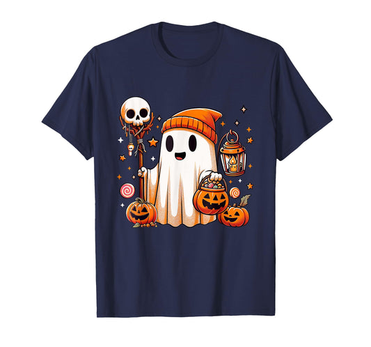 Halloween Ghost Skull Pumpkin Trick Or Treat Candy Boys Kids T-Shirt