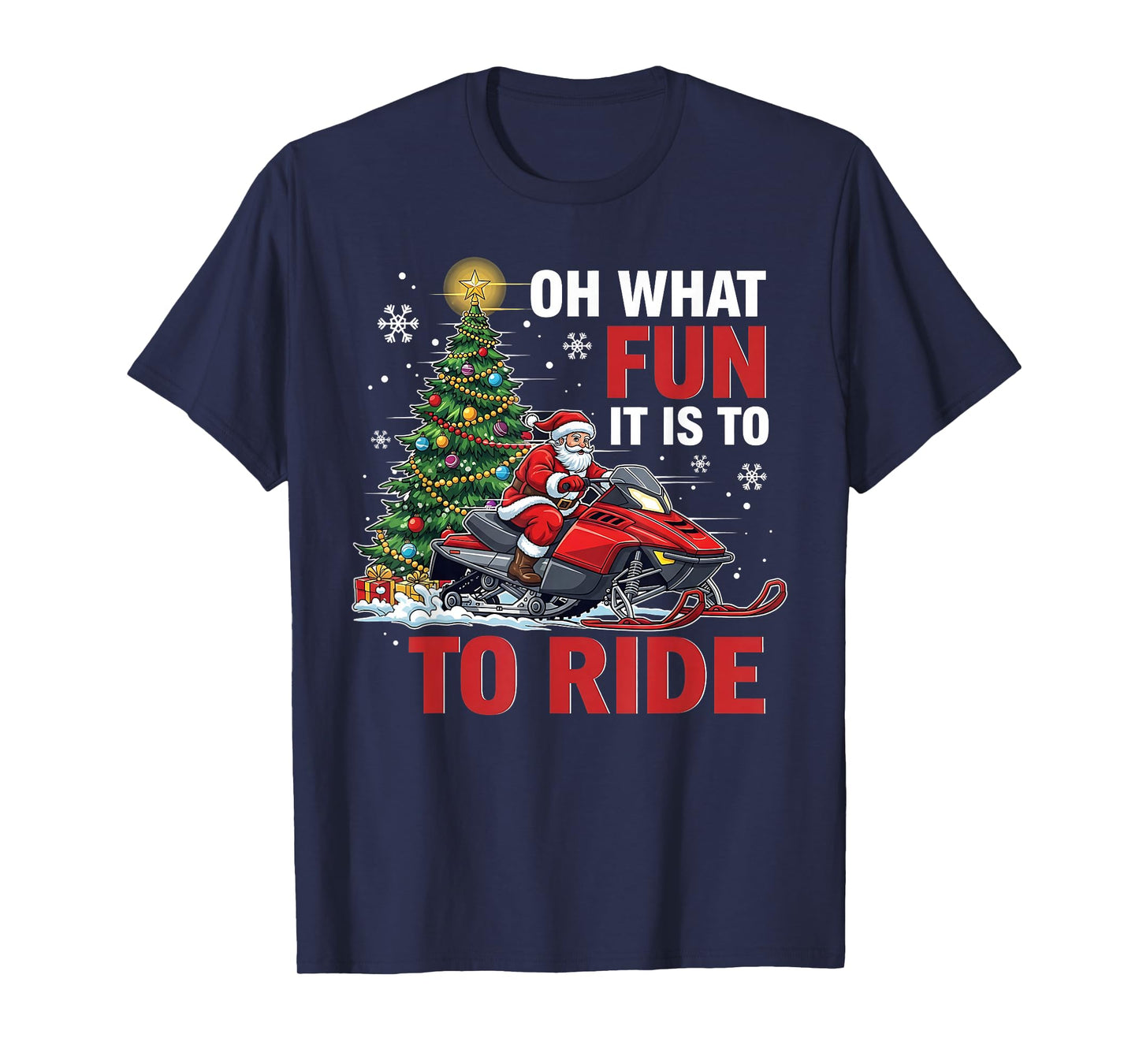 Santa Snowmobile Christmas Funny Snowmobiling Rider T-Shirt