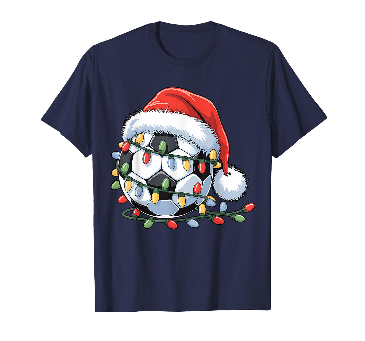 Soccer Ball Santa Hat Xmas Funny Christmas Soccer Lover T-Shirt