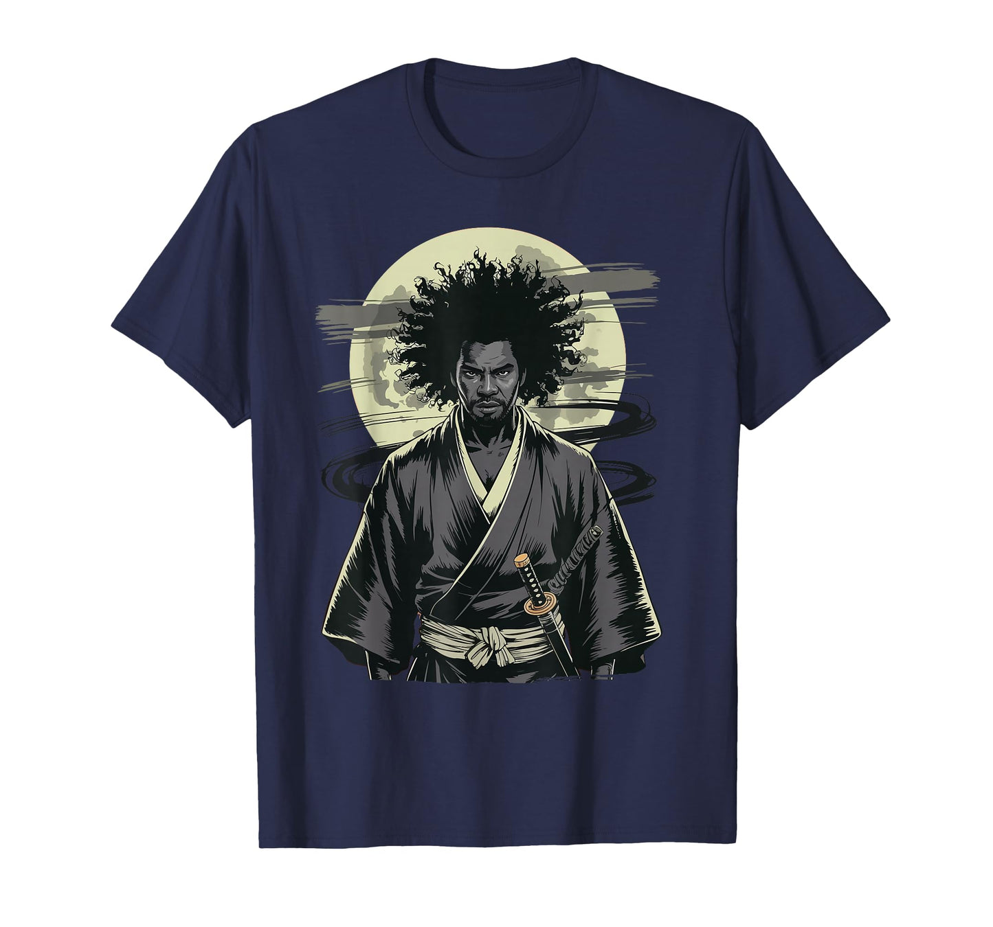 Afro American Samurai Vintage Warrior with Katana T-Shirt