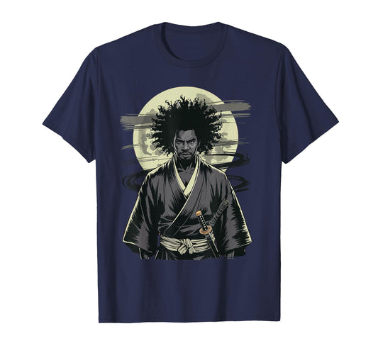 Afro American Samurai Vintage Warrior with Katana T-Shirt