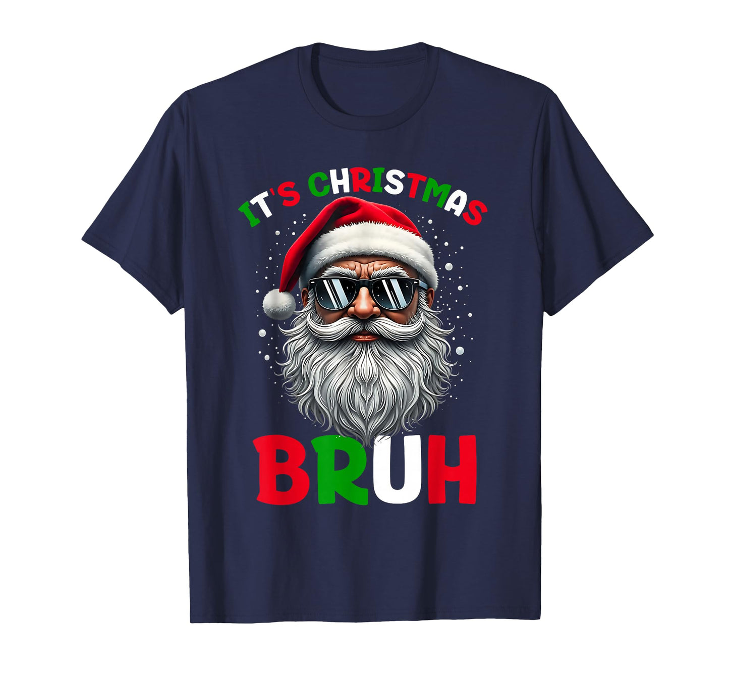 Bruh Christmas Boys Kids Santa Face Retro Sunglasses Xmas T-Shirt