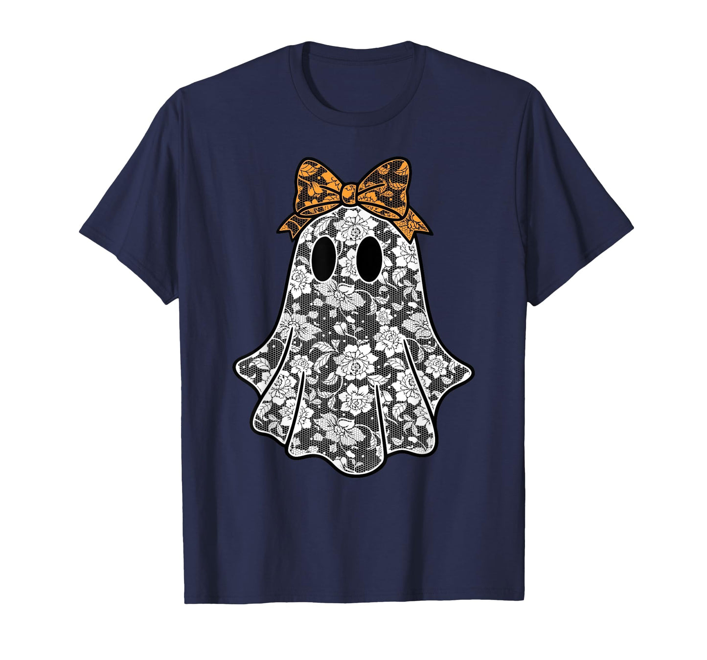 Lace Ghost Floral Coquette Bow Trendy Halloween Spooky Ghost T-Shirt