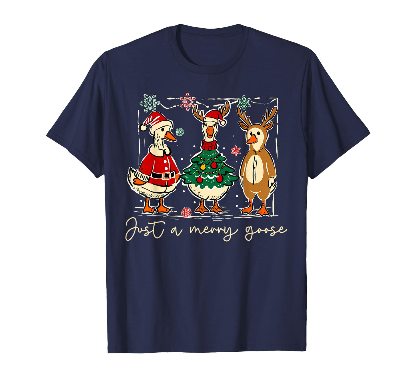 Just A Merry Goose Funny Christmas Xmas Pajamas Family T-Shirt