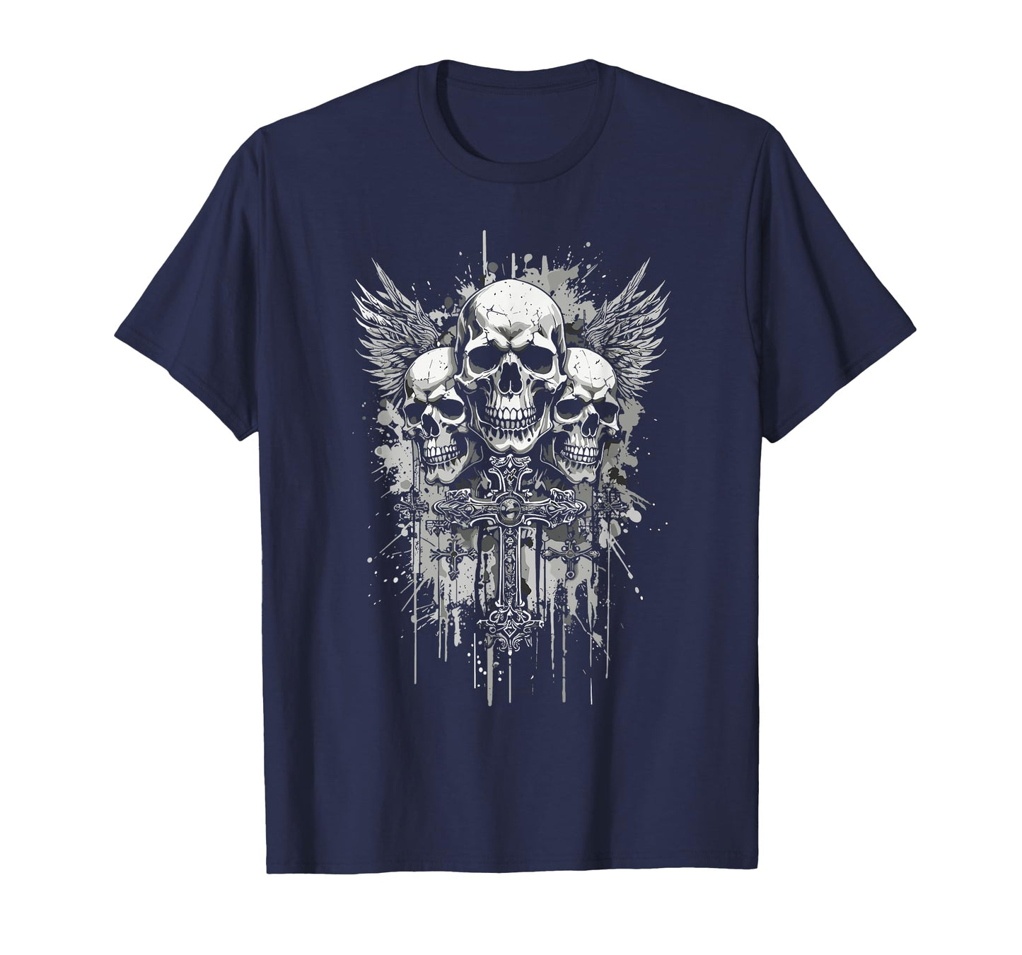 Y2K Grunge Aesthetic Alt Goth Skull Cross Gothic T-Shirt