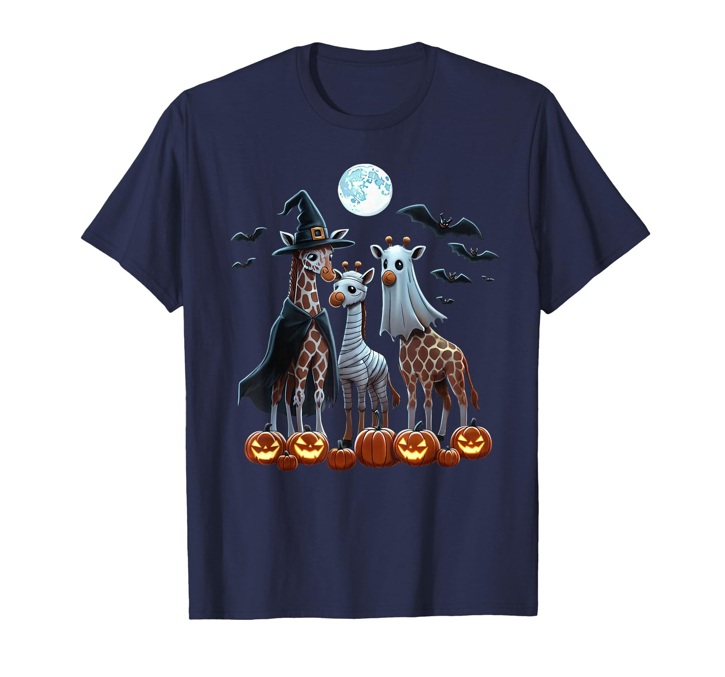 Giraffe Boo Mummy Witch Halloween Costume Giraffe Pumpkin T-Shirt