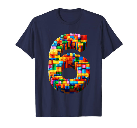 6 Year Old Blocks Building Master Builder 6th Birthday Boy T-Shirt