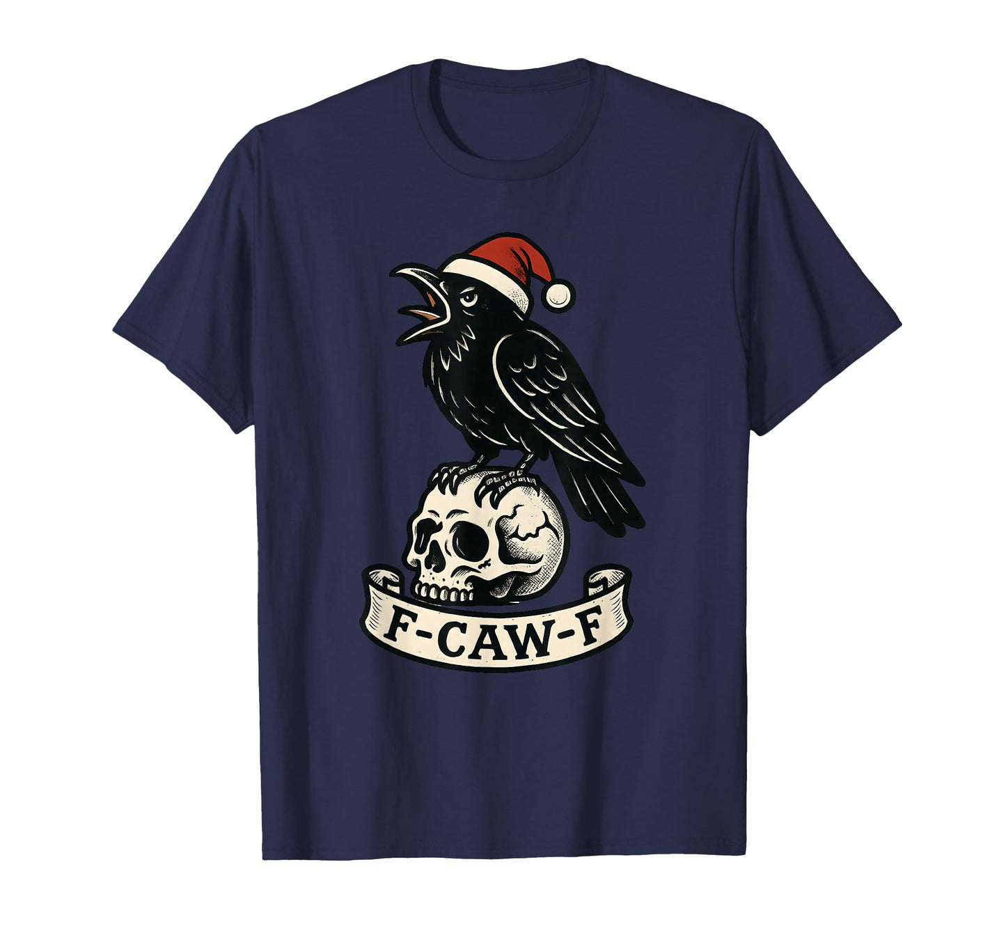 Christmas F Caw F Crow Women F-Caw-F Black Bird Santa Hat T-Shirt