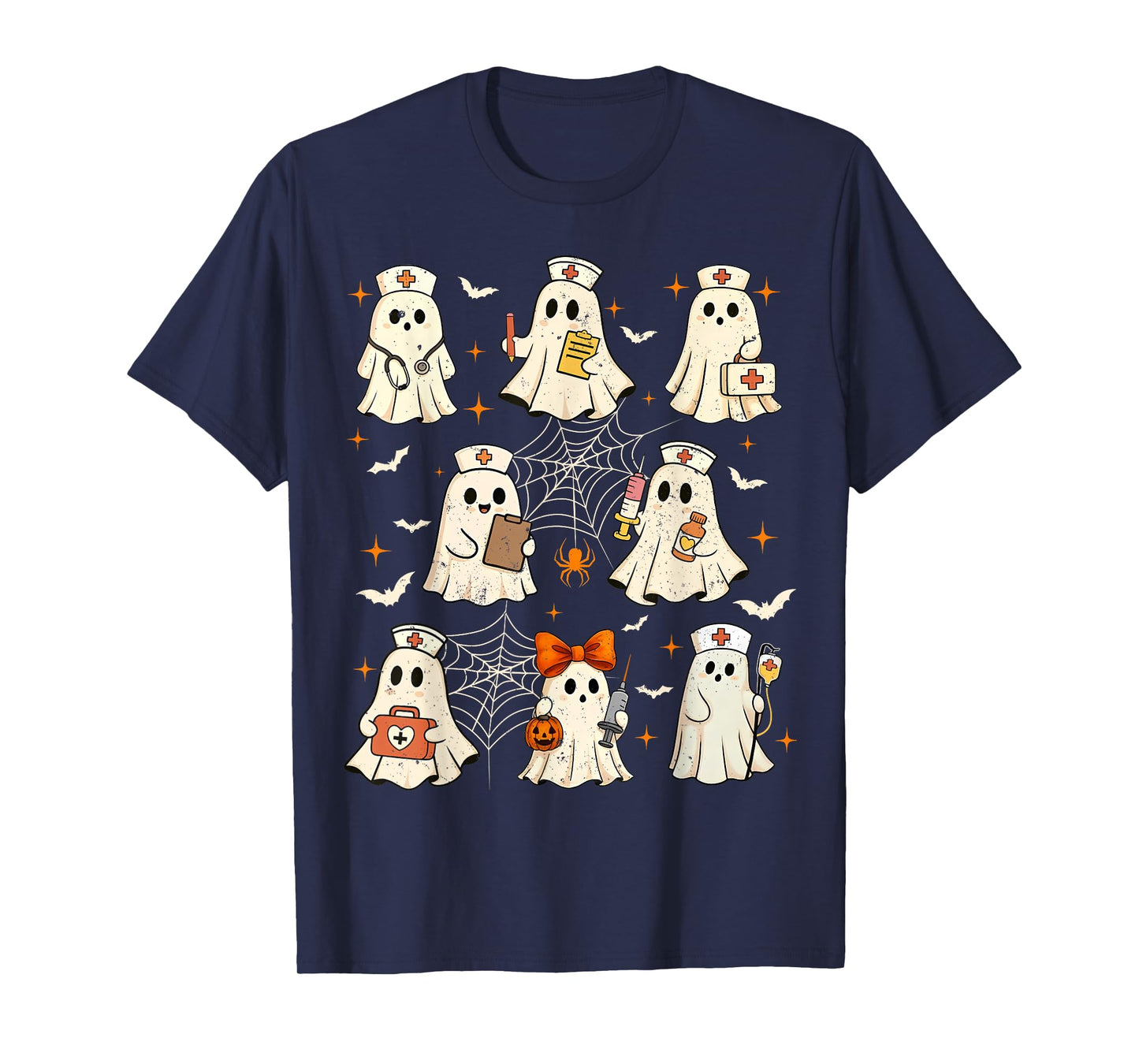 Nurses Ghost Stethoscope Scrub Top Funny RN Nursing Medical T-Shirt