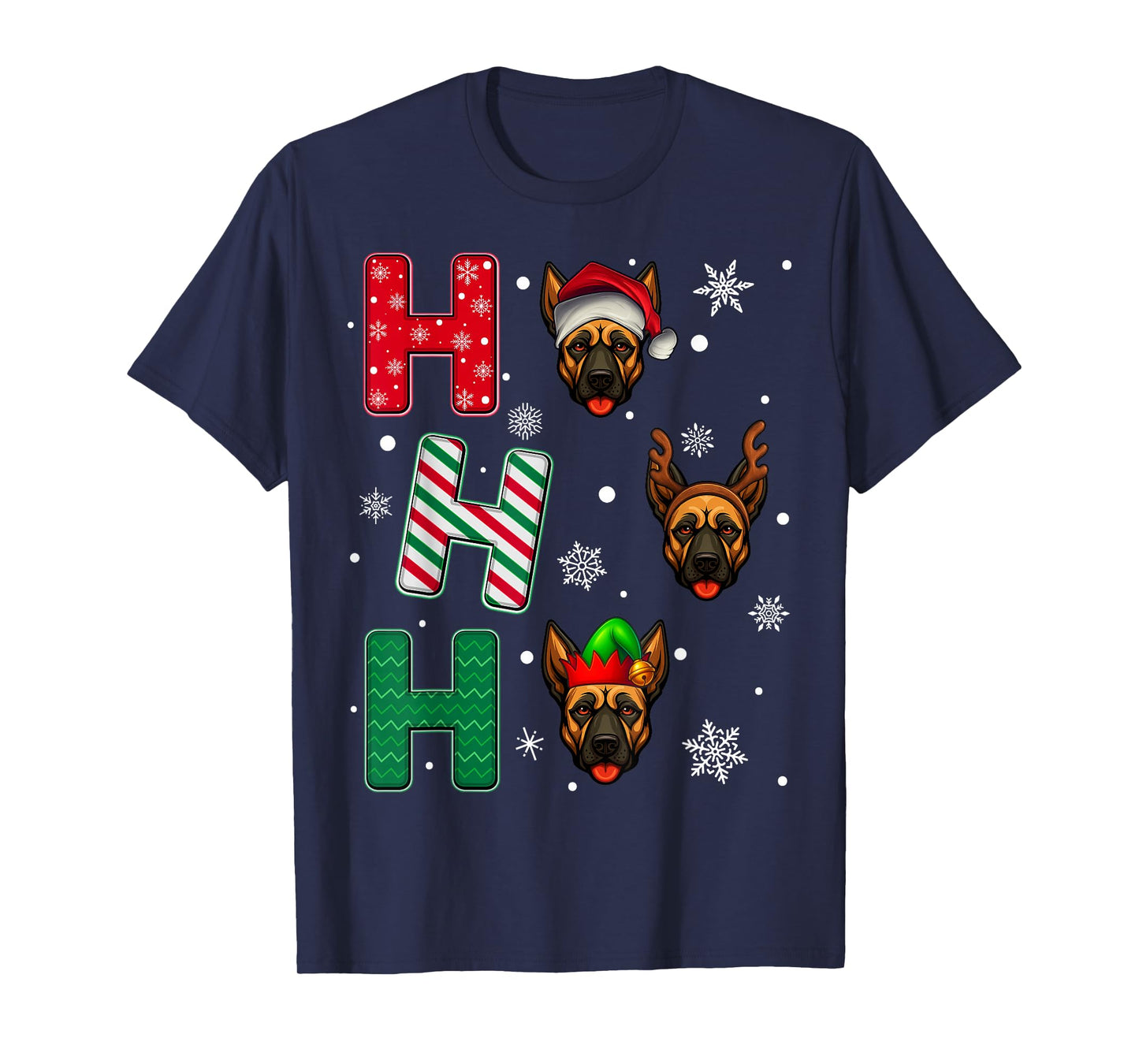 Ho Ho Ho Belgian Malinois Dog Lover Christmas Santa Elf Xmas T-Shirt