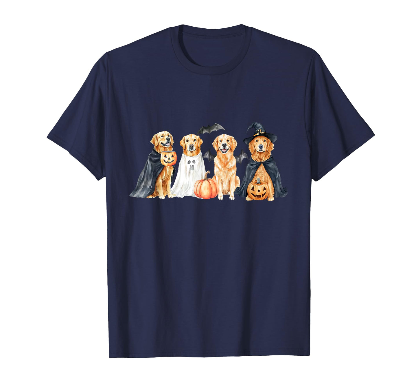 Golden Retriever Dog Witch Mummy Ghost Boo Costume Halloween T-Shirt