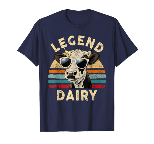 Legend Dairy Funny Farmer Cow Farmer Pun Graphic Cow Vintage T-Shirt