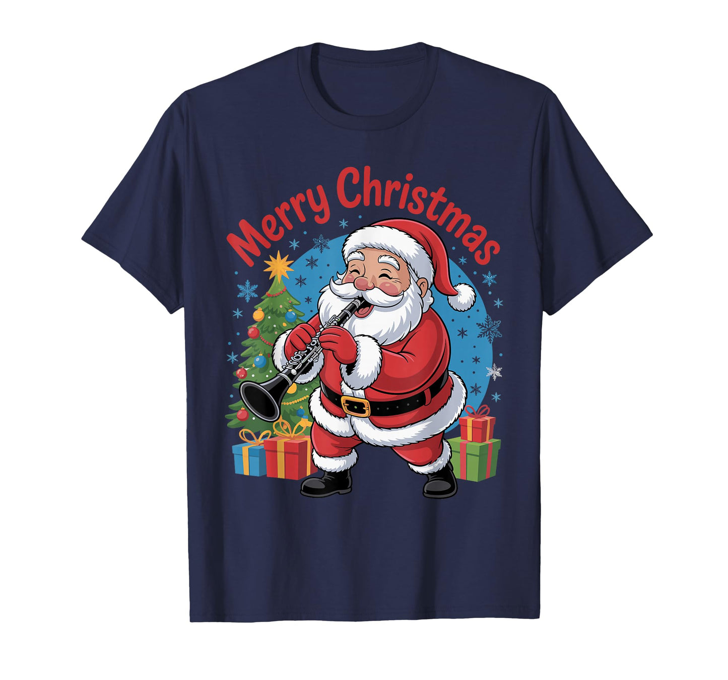 Funny Santa Christmas Design Clarinet Holiday Xmas Pajama T-Shirt