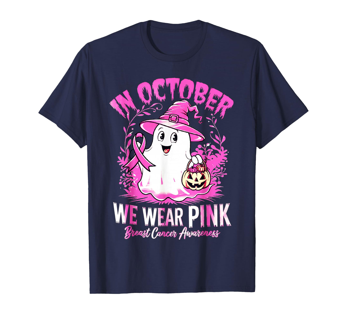Breast Cancer Women Halloween in October We Wear Pink T-Shirt