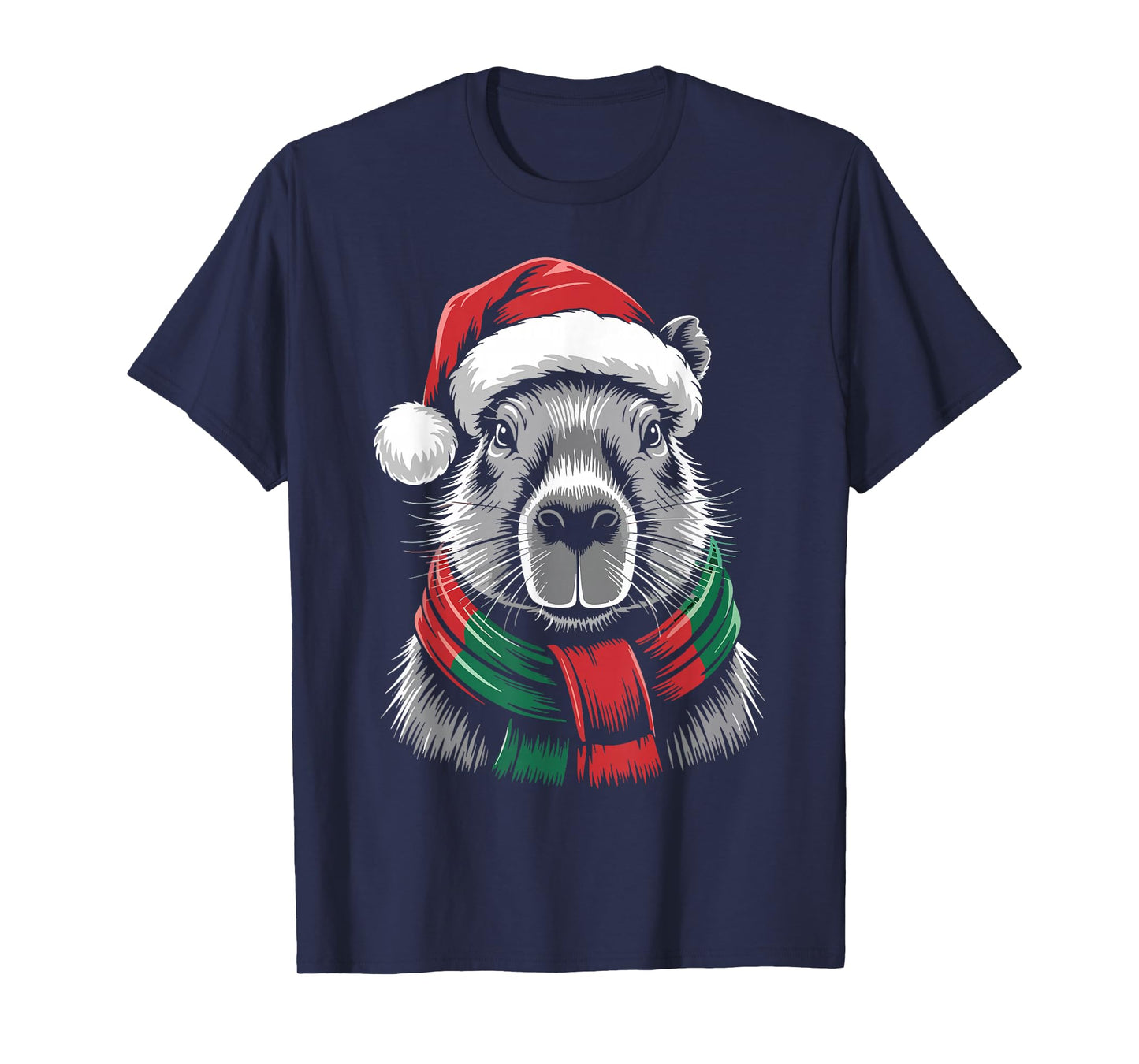 Capybara Xmas Santa Hat Scarf Christmas Costume T-Shirt