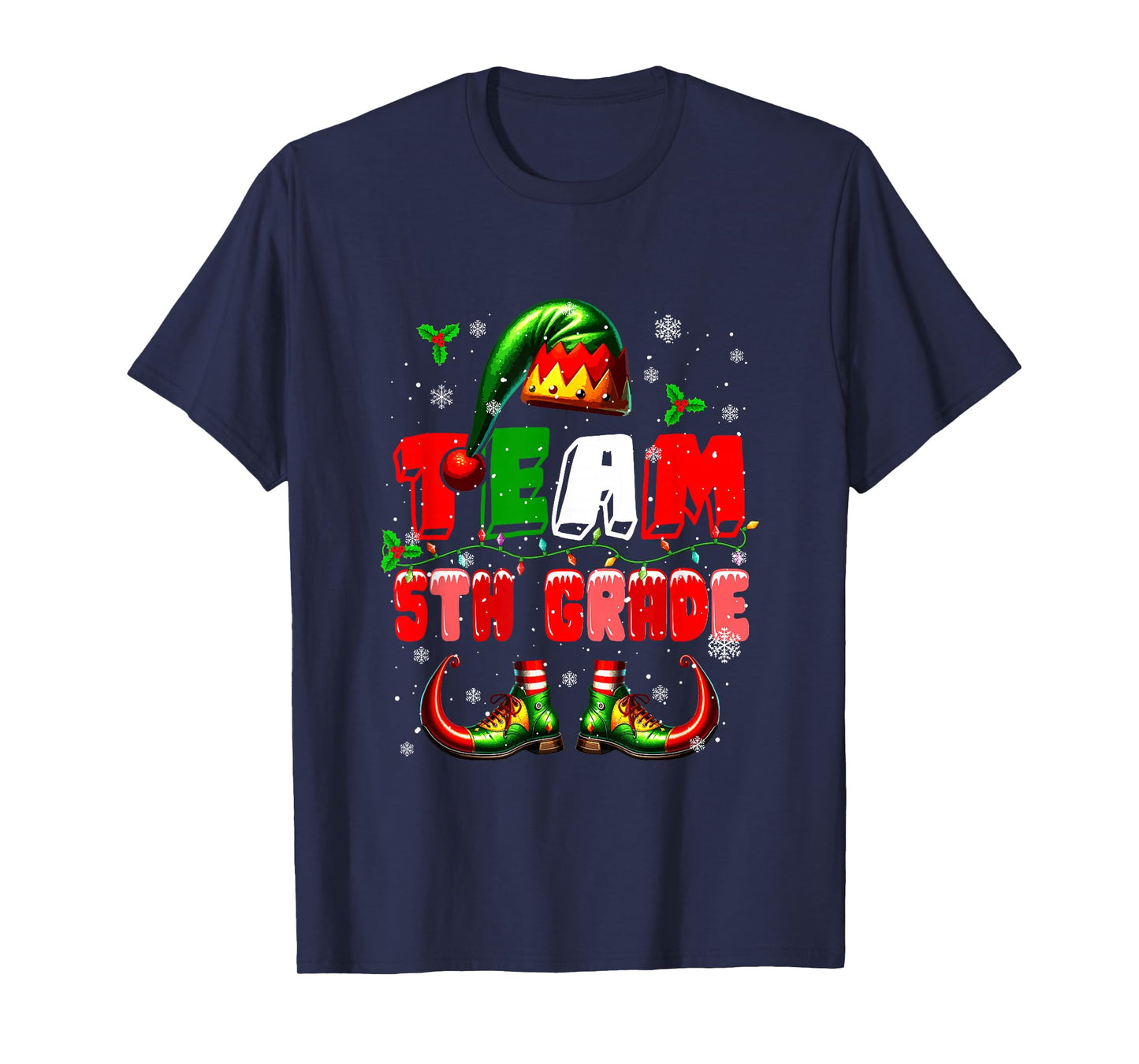 Team 5th Grade Christmas Elf Costume Teachers Students Kids T-Shirt