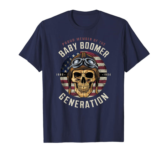 Baby Boomer Skull Patriotic T-Shirt Gifts 1946-1964 T-Shirt