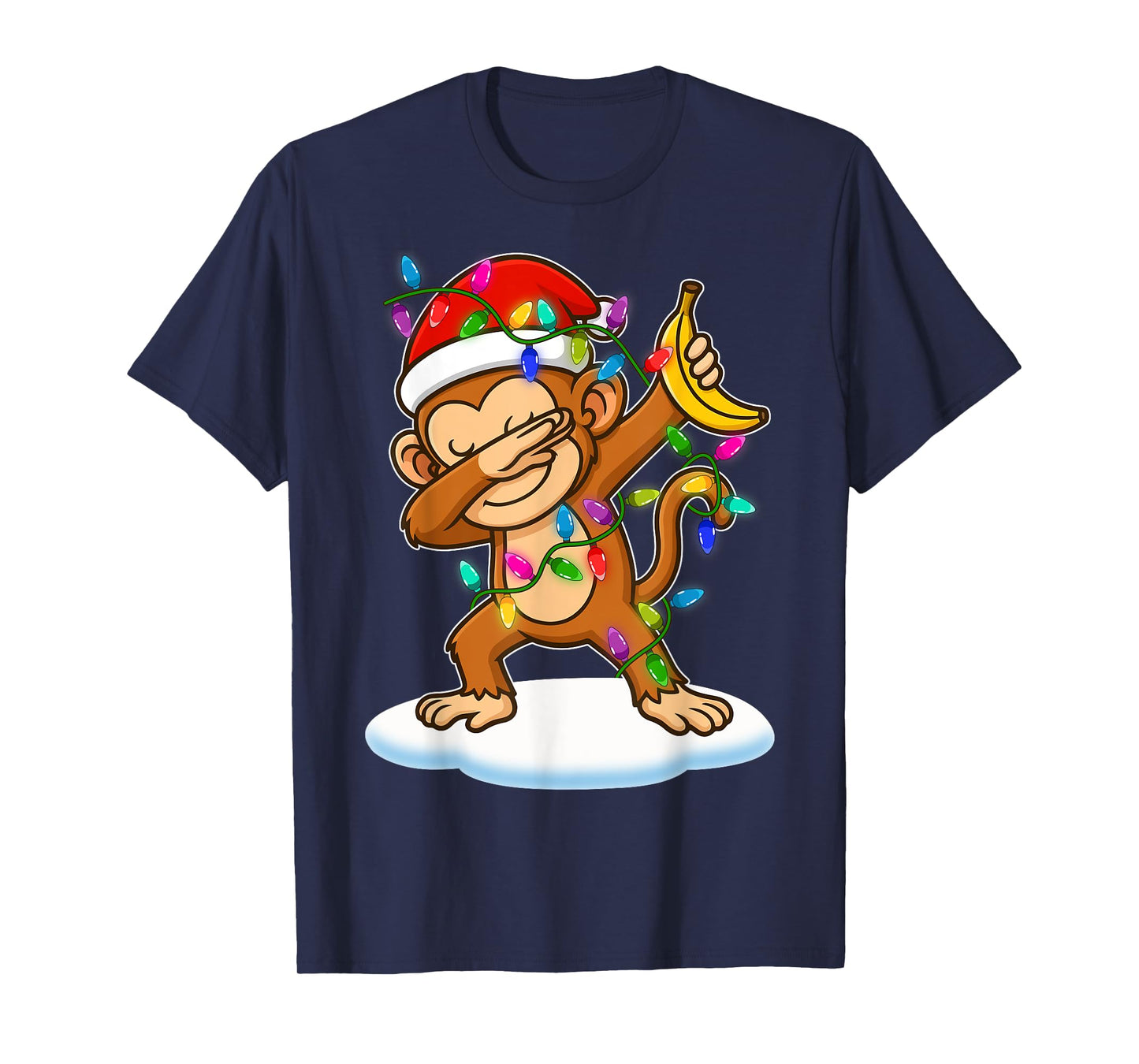 Christmas Monkey Dabbing Lights Santa Xmas for Men Women T-Shirt