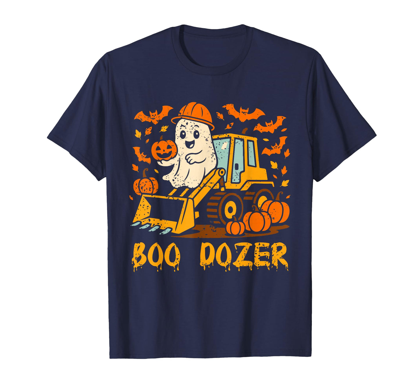 Boo Dozer Ghost Bulldozer Halloween Construction Trucks Kids T-Shirt