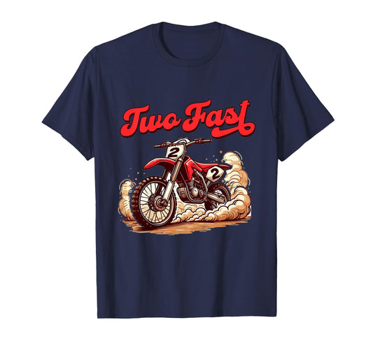 Kids 2nd Birthday Baby Boy 2 Year Old Birthday Two Fast Dirt Bike T-Shirt