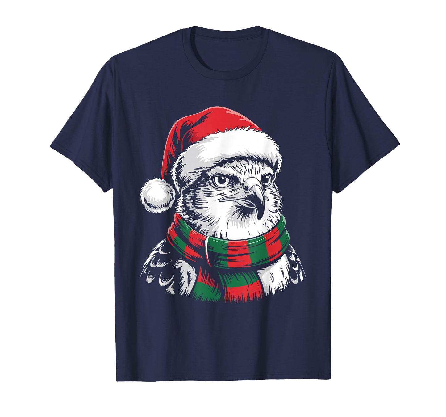 Hawk Xmas Santa Hat Scarf Christmas Costume T-Shirt