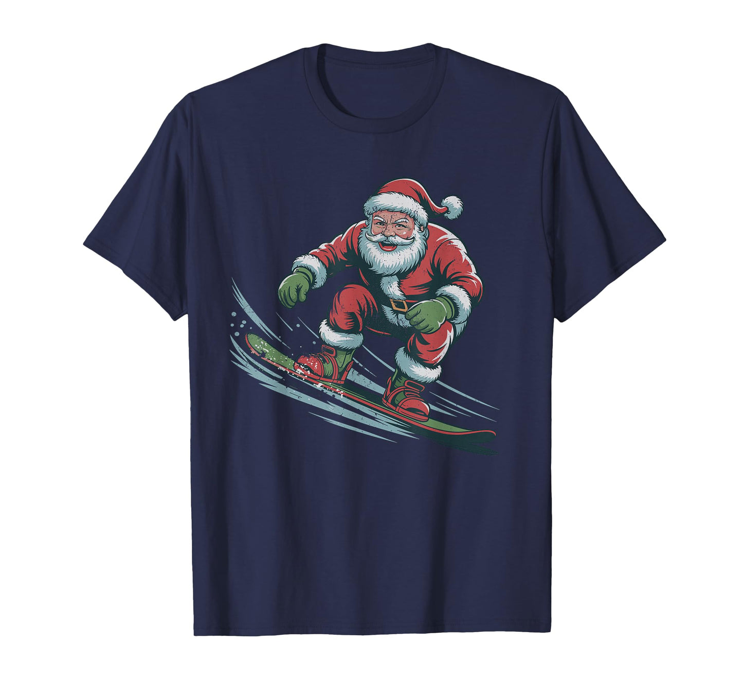 Vintage Santa Snowboarding Retro Christmas Holiday Sports T-Shirt
