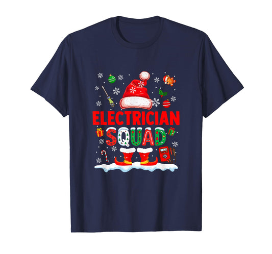 Electrician Squad Men Job Christmas Santa Costume Bow Tie T-Shirt