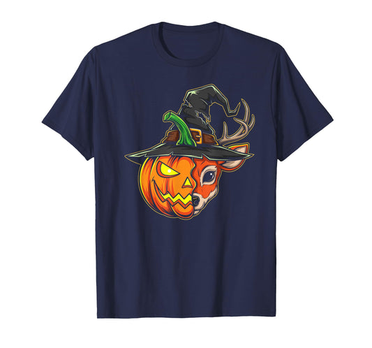 Deer Pumpkin Jack O Lantern Halloween Kids Mens Womens T-Shirt
