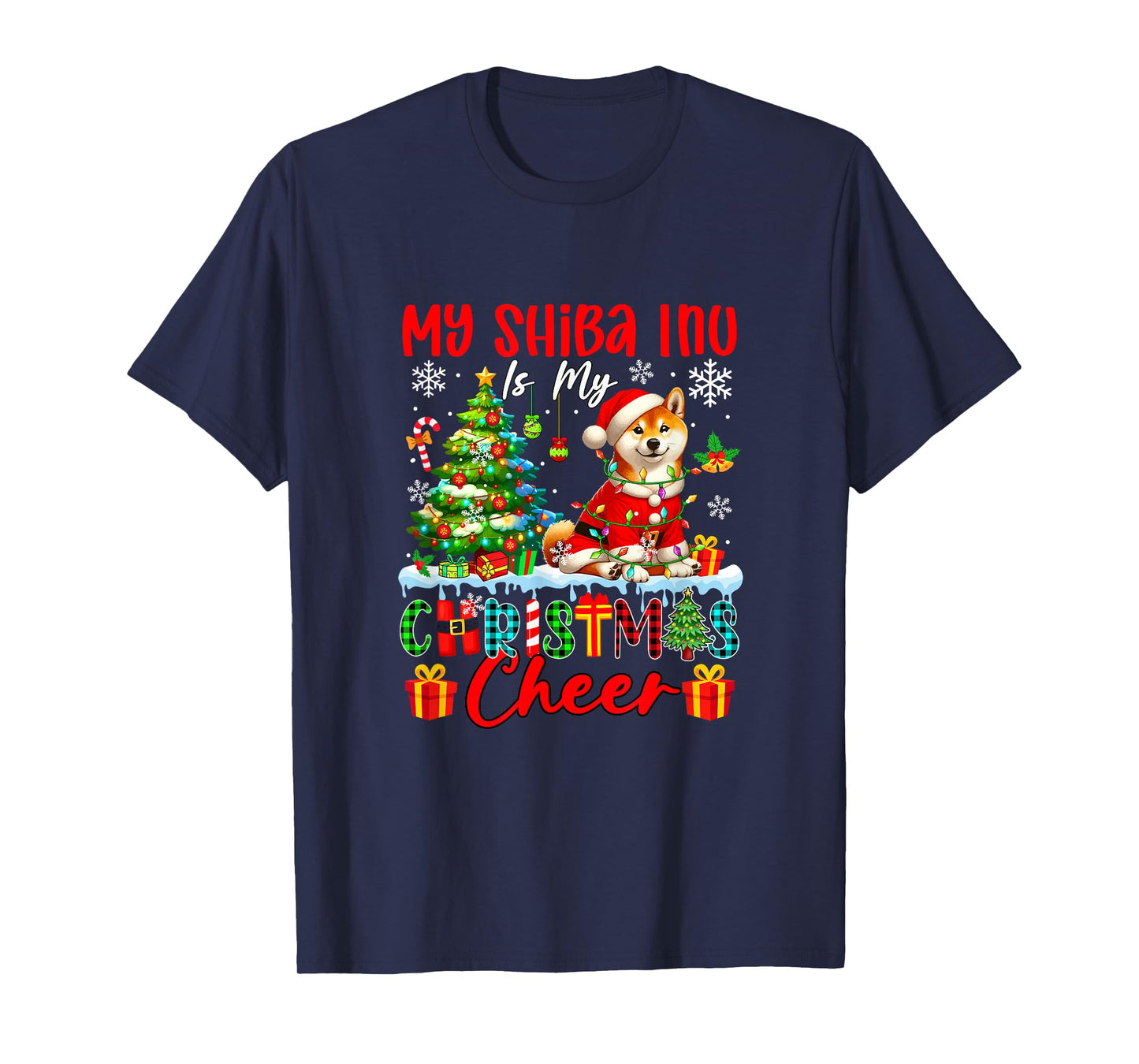 My Shiba Inu is My Xmas Cheer Funny Santa Dog Owner Kids T-Shirt