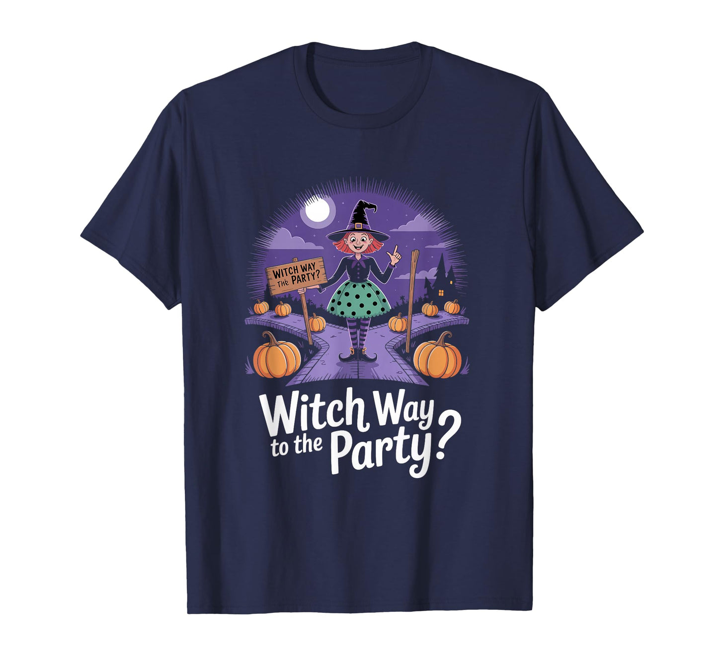 Witch Way to The Party Funny Halloween Pun T-Shirt