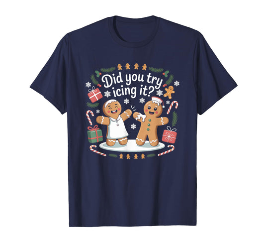 Did You Try Icing It Retro Christmas Gingerbread Nurse Squad T-Shirt
