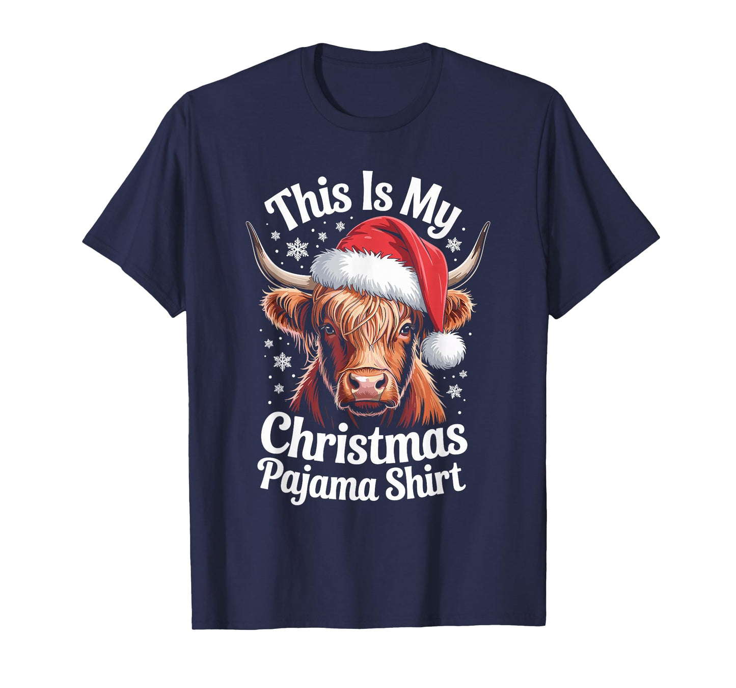 Highland Cow Santa Hat Christmas Highland Cattle Xmas T-Shirt