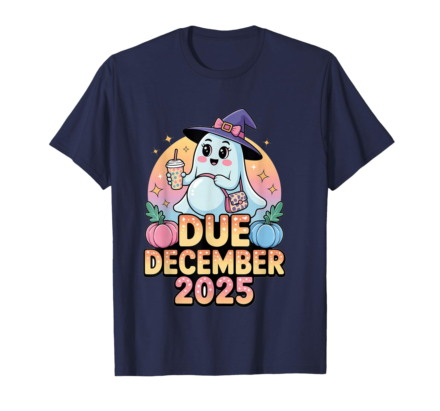 Halloween Pregnant Due December 2025 Mama Ghost Baby Mom T-Shirt