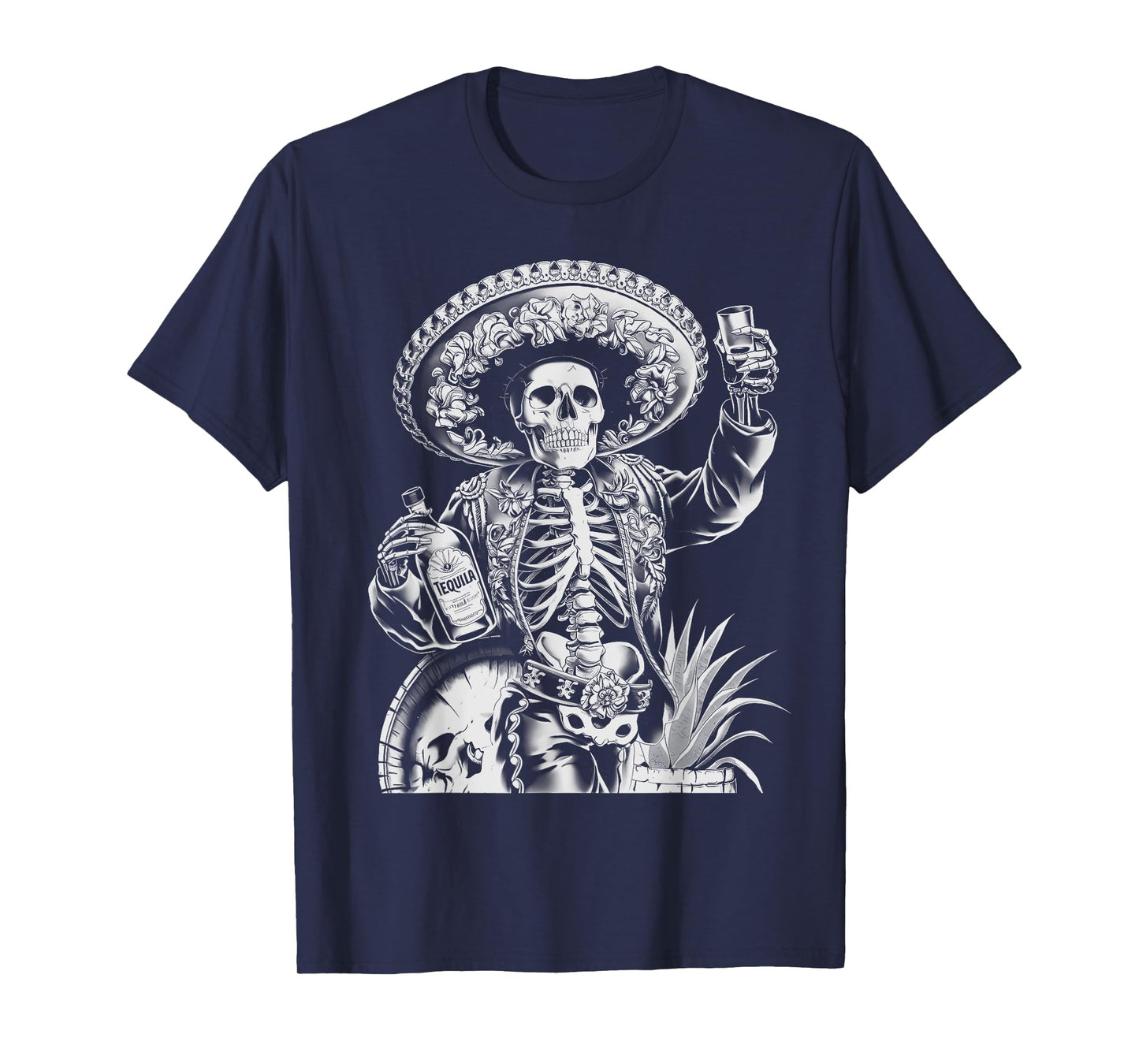 Mexico Vintage Skeleton Tequila Dia De Los Muertos Mexican T-Shirt