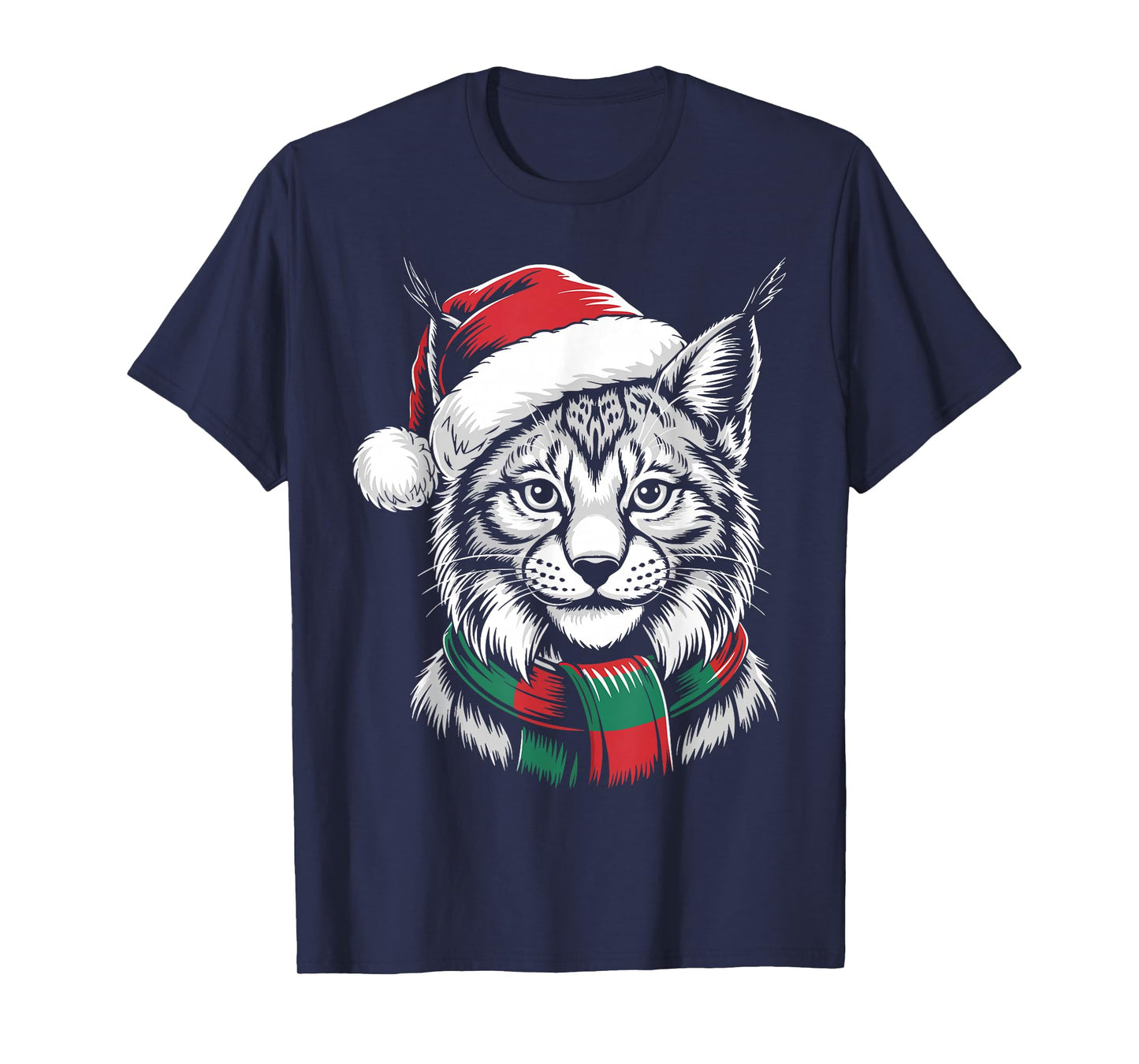 Lynxes Xmas Santa Hat Scarf Christmas Costume T-Shirt