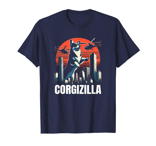 Vintage Blue Merle Corgi Corgizilla Distressed Animals Lover T-Shirt