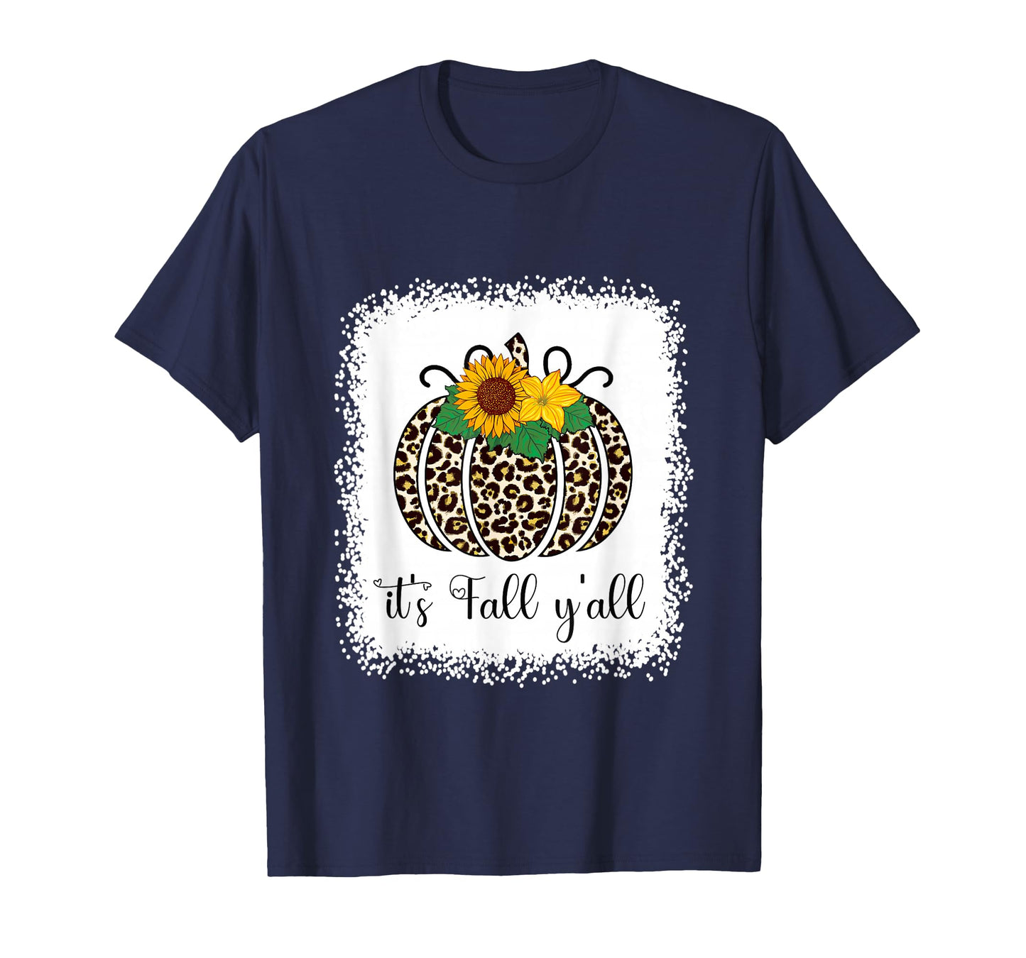 It's Fall Y'all Pumpkin Leopard Print Thanksgiving Halloween T-Shirt