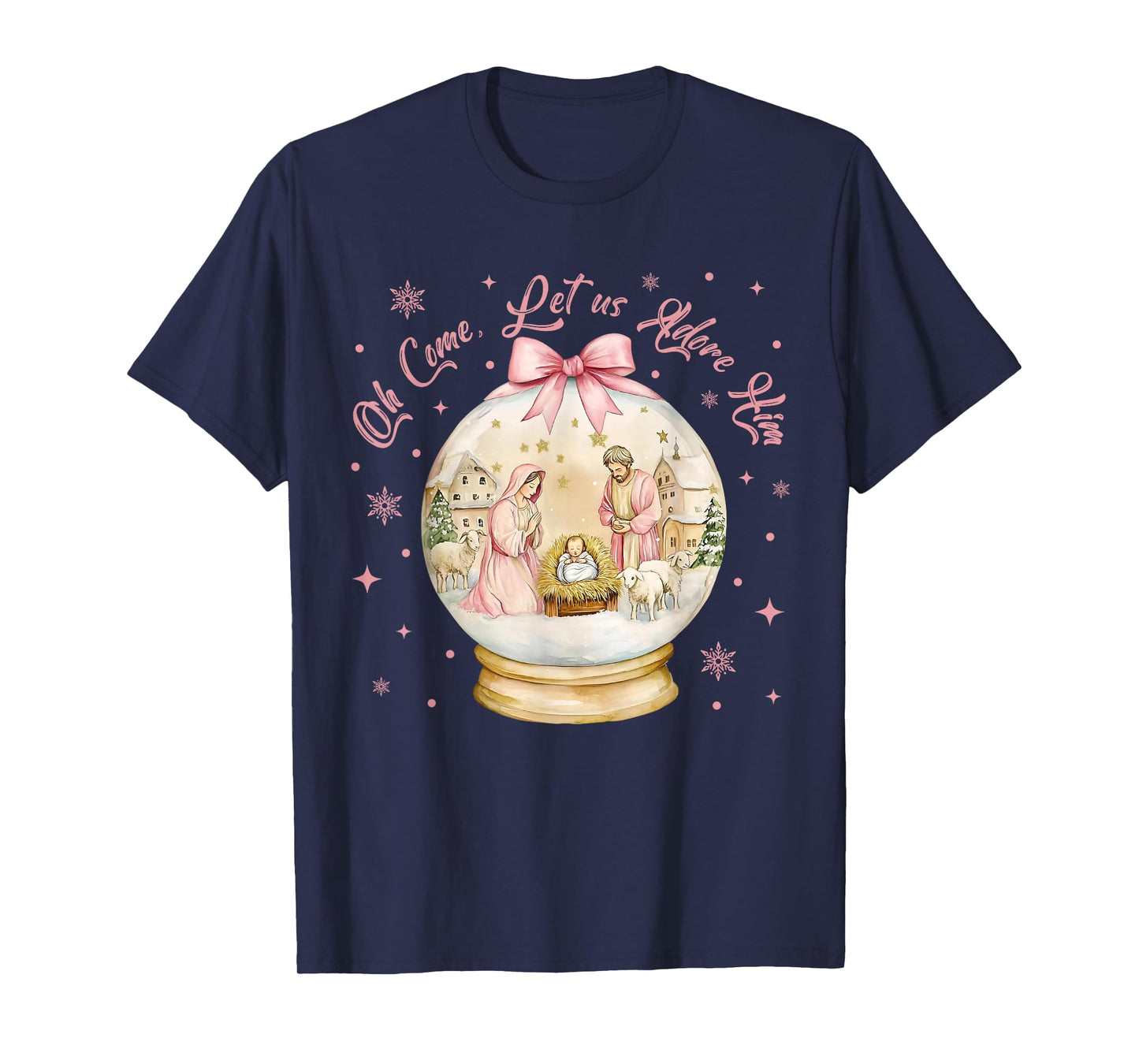 Oh Come Let Us Adore Him Jesus Christian Holiday Christmas T-Shirt