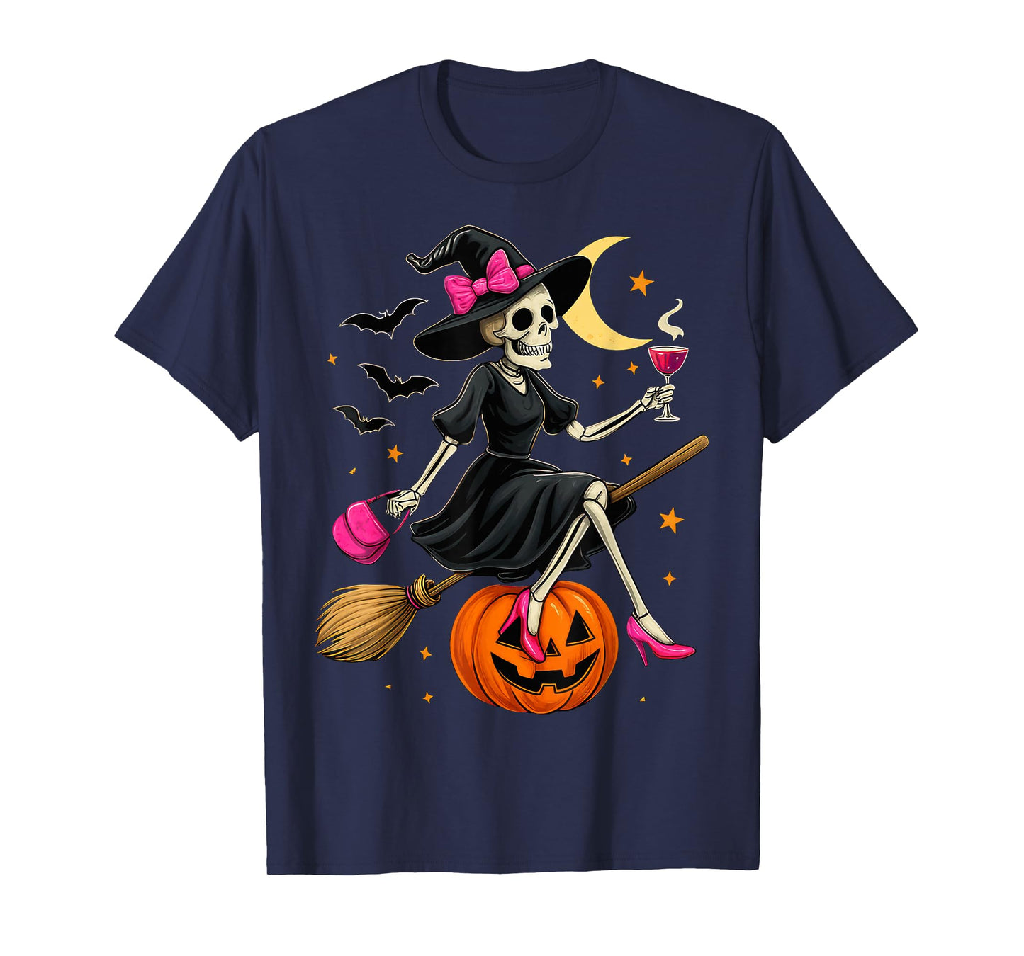 Spooky Halloween Skeleton Witch Pumpkin T-Shirt