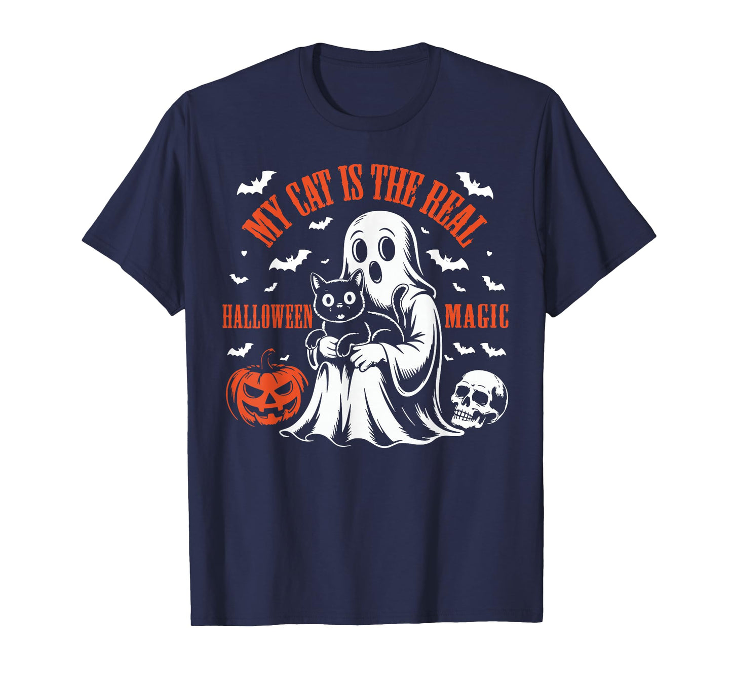 My Cat is The Real Halloween Magic Funny Pumpkin Cats Lovers T-Shirt