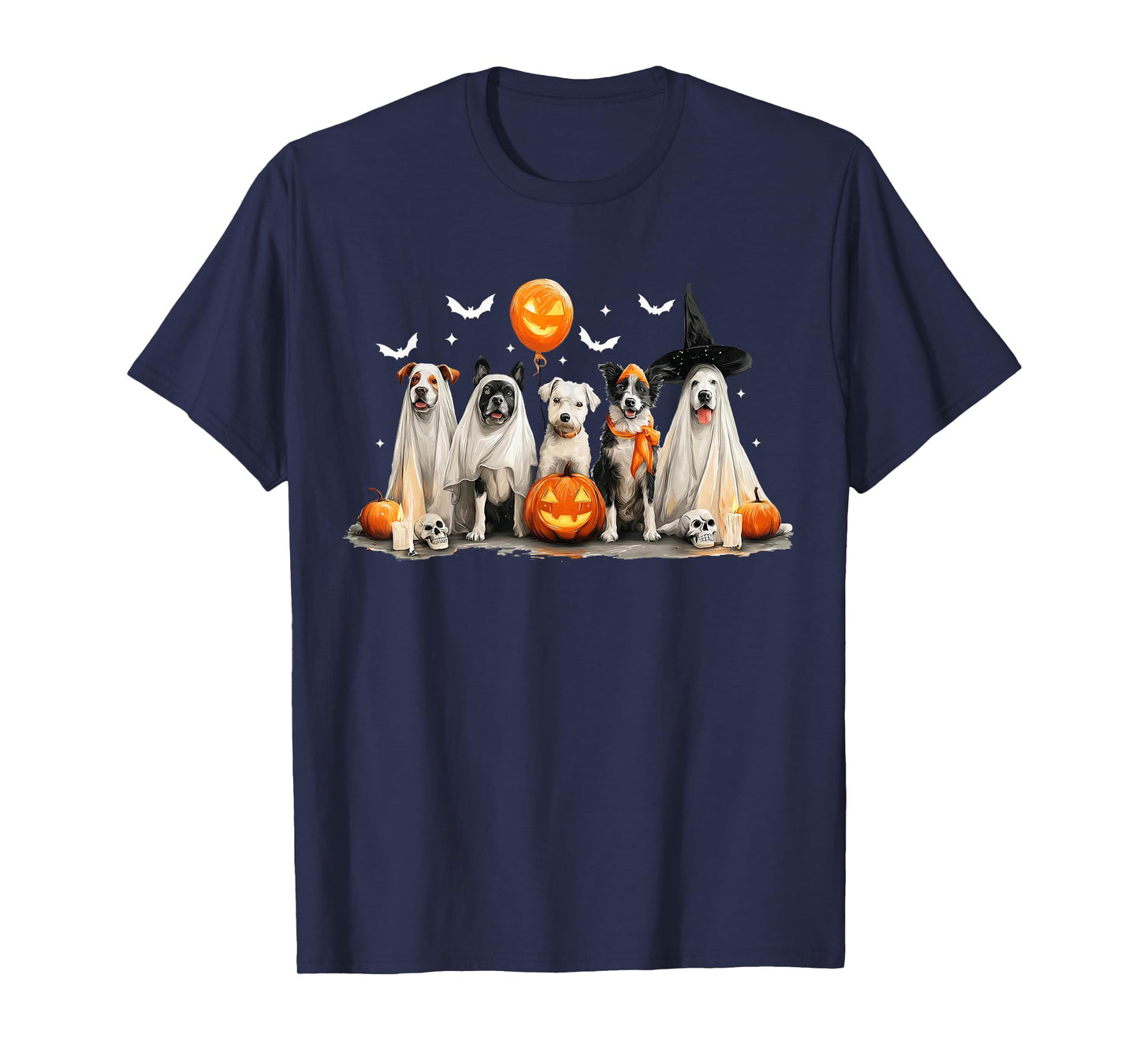 Dog Ghost Cute Dog Dressed As Ghost Funny Halloween Dog T-Shirt