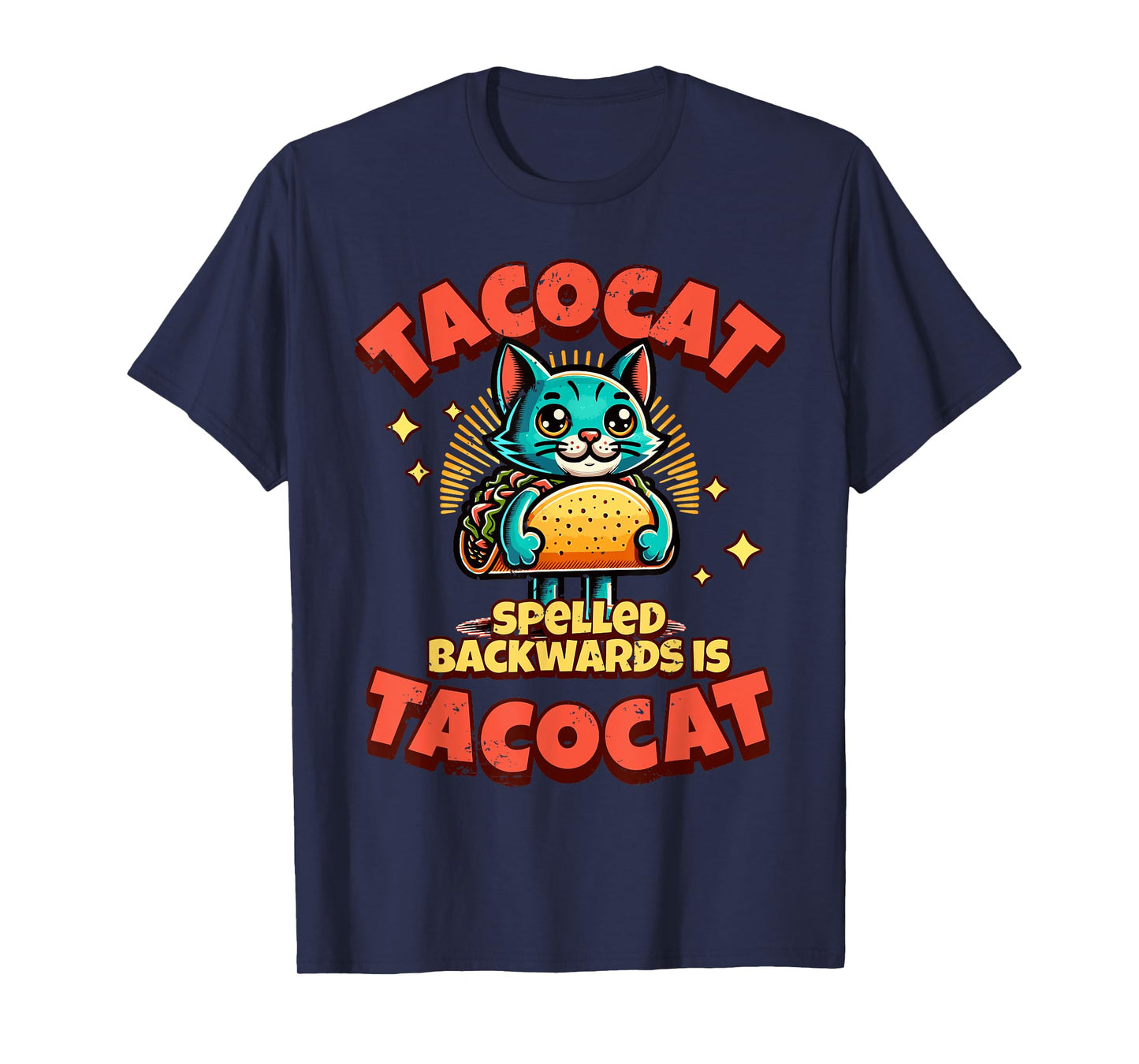 Retro Tacocat Spelled Backwards Is Taco Cat Tee, Cute Paws T-Shirt for Men Women Girls Kids