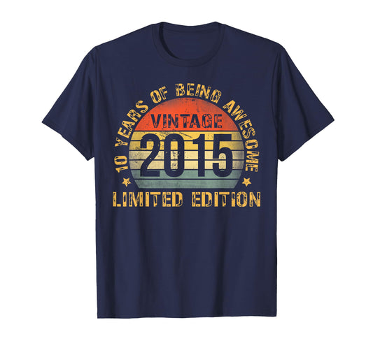 10 Year Old BDay Decorations Son Boy 10yr 2015 10th Birthday T-Shirt