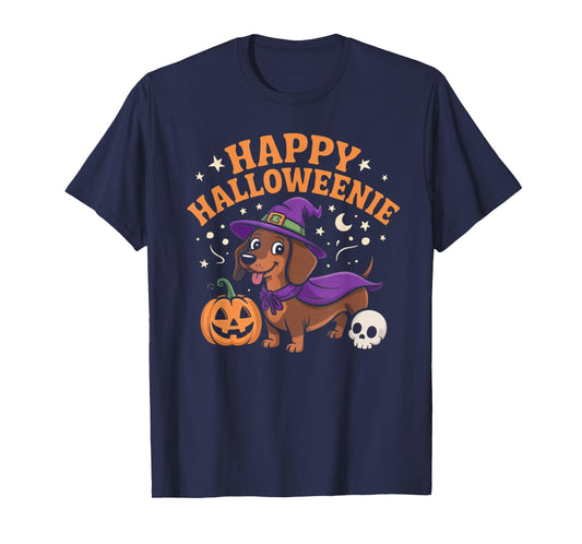 Dachshund Weiner Dog Witch Happy Halloweenie T-Shirt