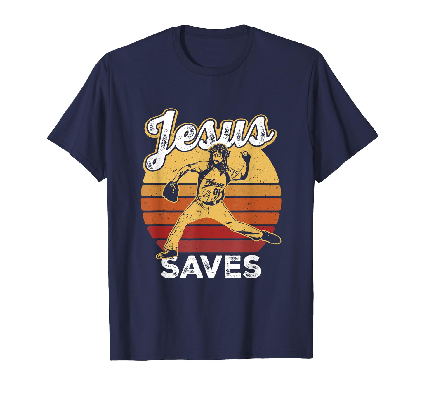 Retro Jesus a Saves Baseball Pitcher Fan Christian T-Shirt