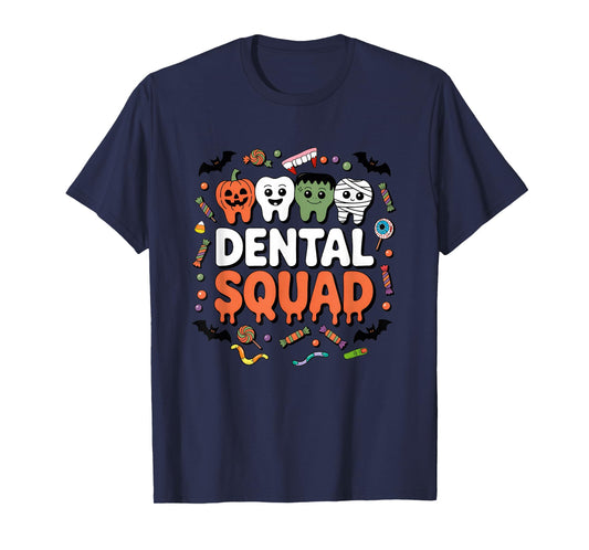 Dental Squad Costume Trick Or Teeth Dentist Halloween Ghost T-Shirt