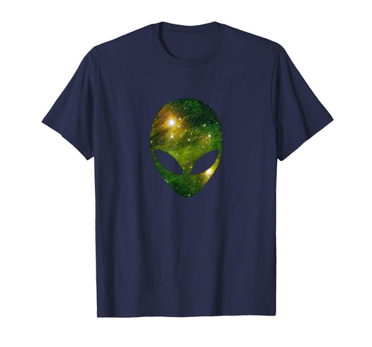 Cosmic Alien Head - Green Ufo Scifi Galaxy T-Shirt