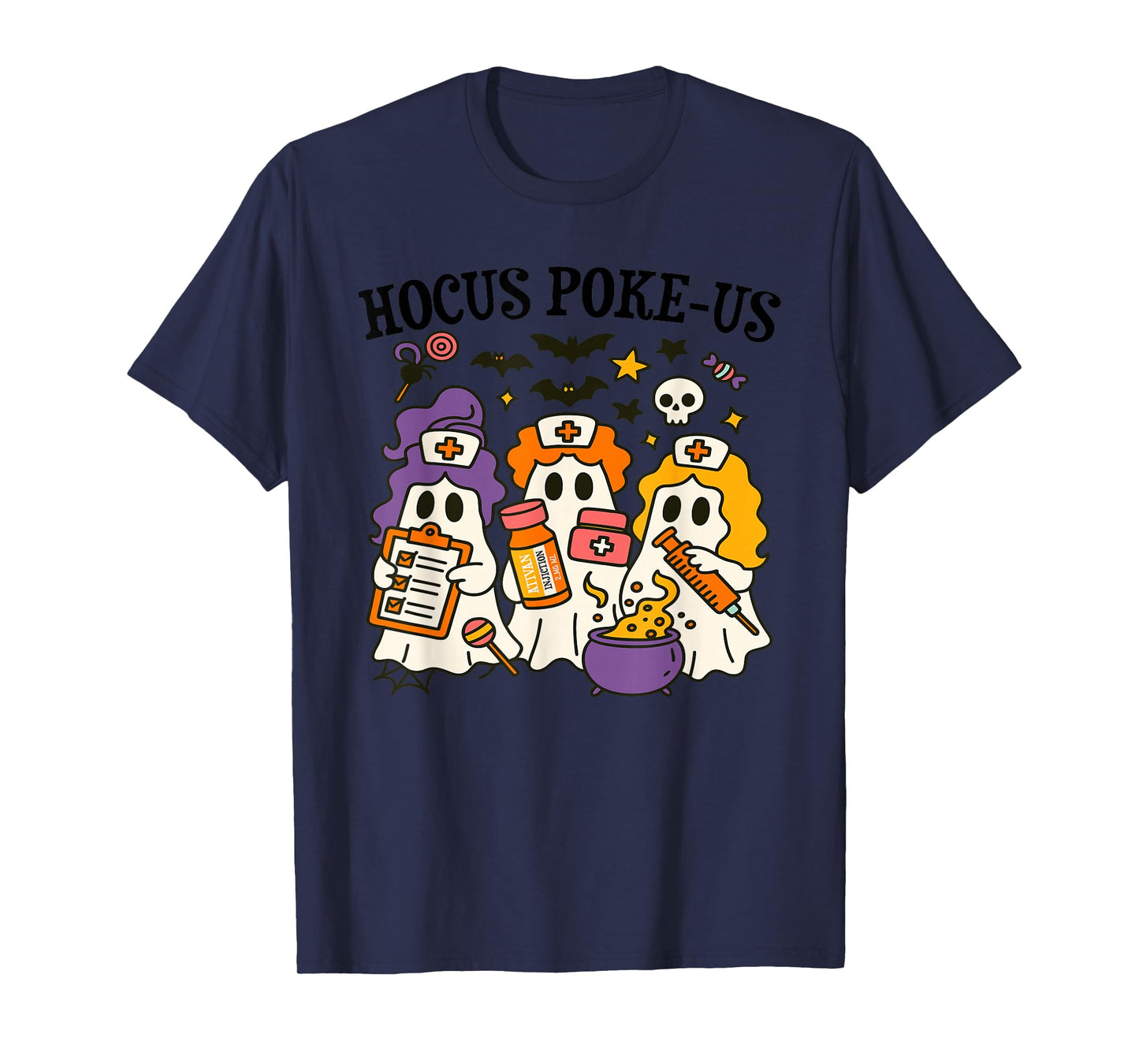 Funny Hocus Poke-us Spooky Nurse Halloween Outfit T-Shirt