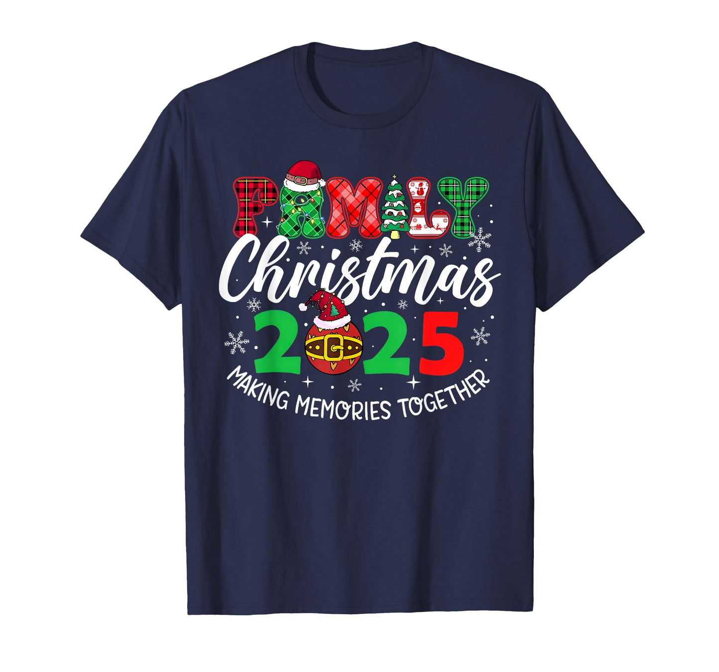 Family Christmas 2025 Xmas Lights Santa Snowflake Pajamas T-Shirt